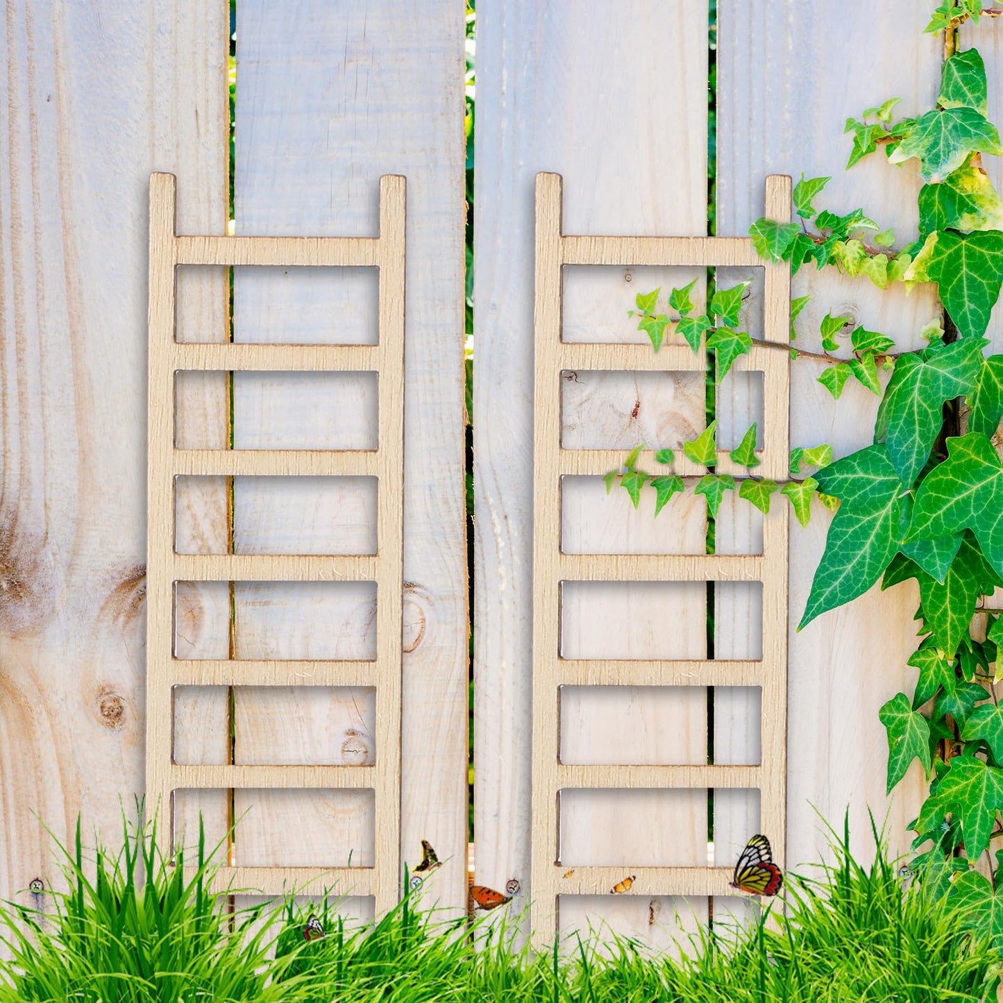 Kalione 20 Pcs Mini Garden Ladder – Wooden Dollhouse Decor, 2.36'' x 0.78''