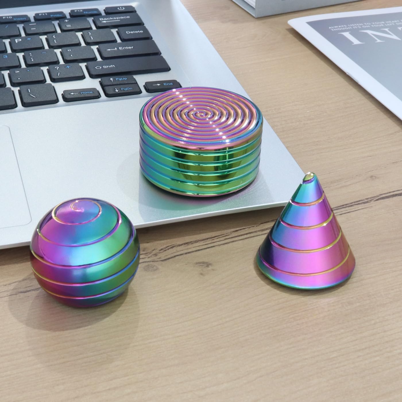 KALMORA Kinetic Spinning Desk Toys – 3-Shape Fidget for Focus, Stress Relief & Gifting