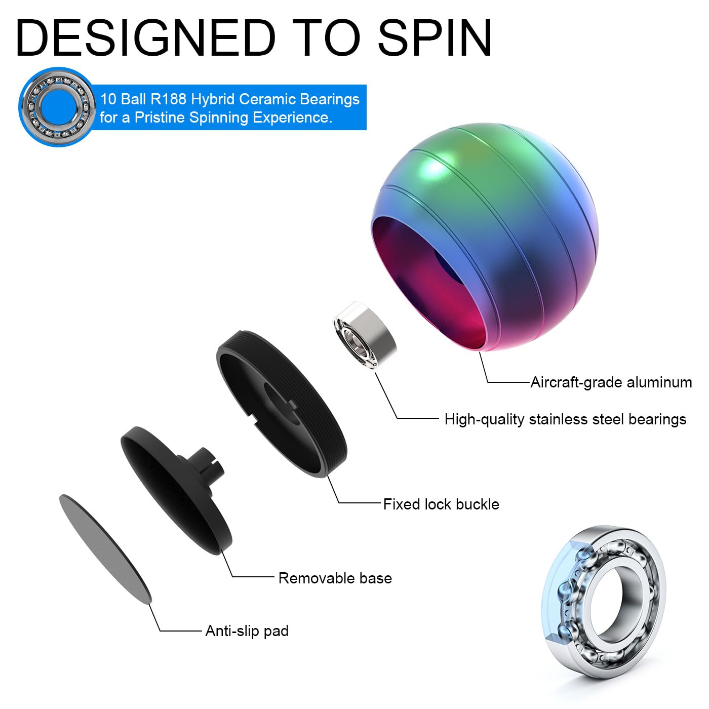 KALMORA Kinetic Spinning Desk Toys – 3-Shape Fidget for Focus, Stress Relief & Gifting