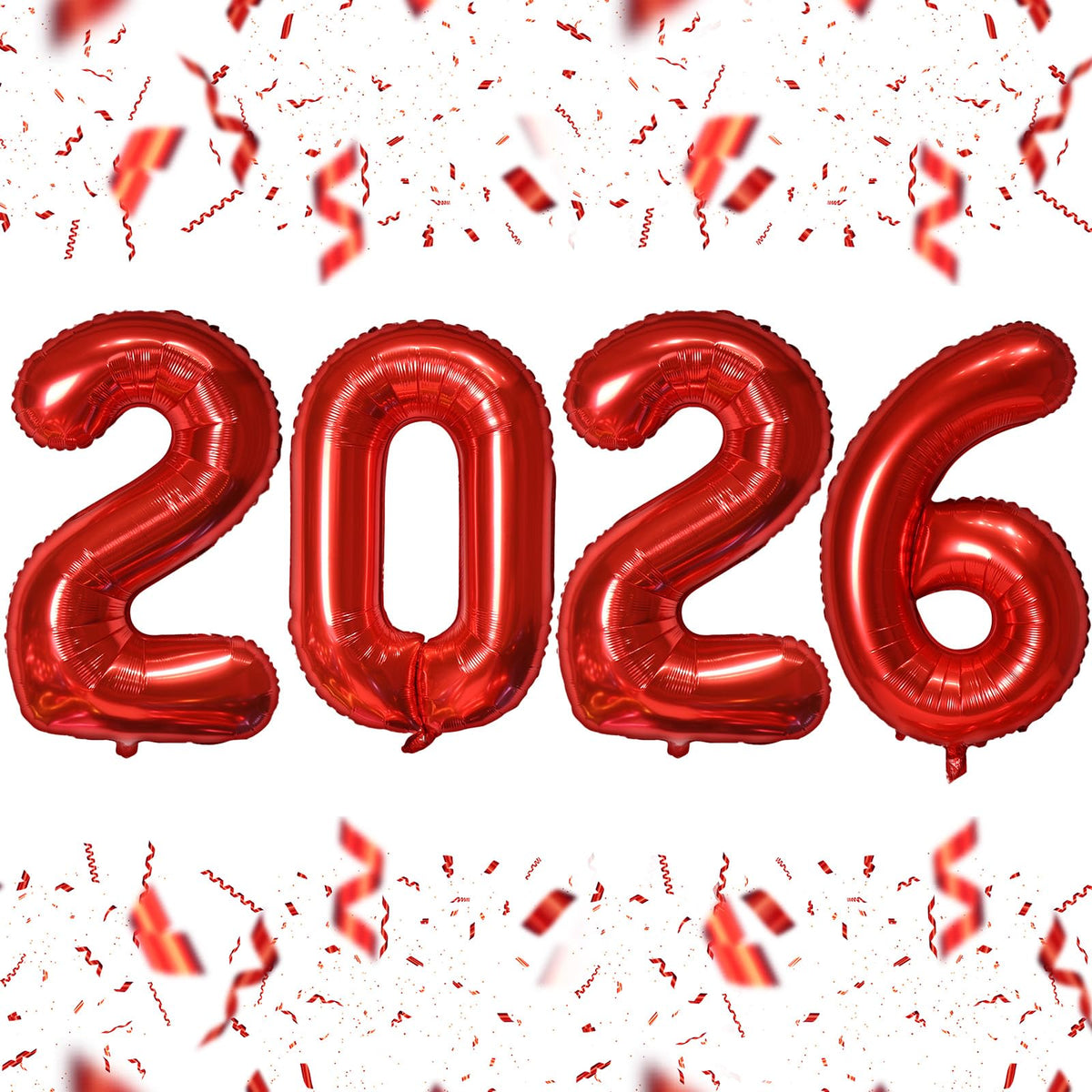 KALOR 16-Inch Red Foil 2026 Number Balloons – New Year & Graduation Decor