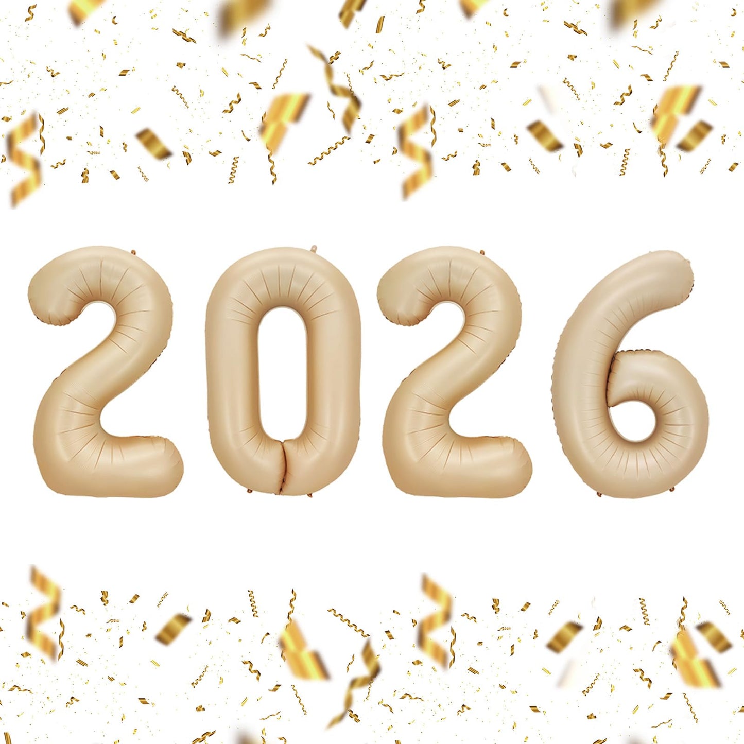 KALOR 32 Inch 2026 Caramel Foil Number Balloons – New Year Eve & Graduation Decor