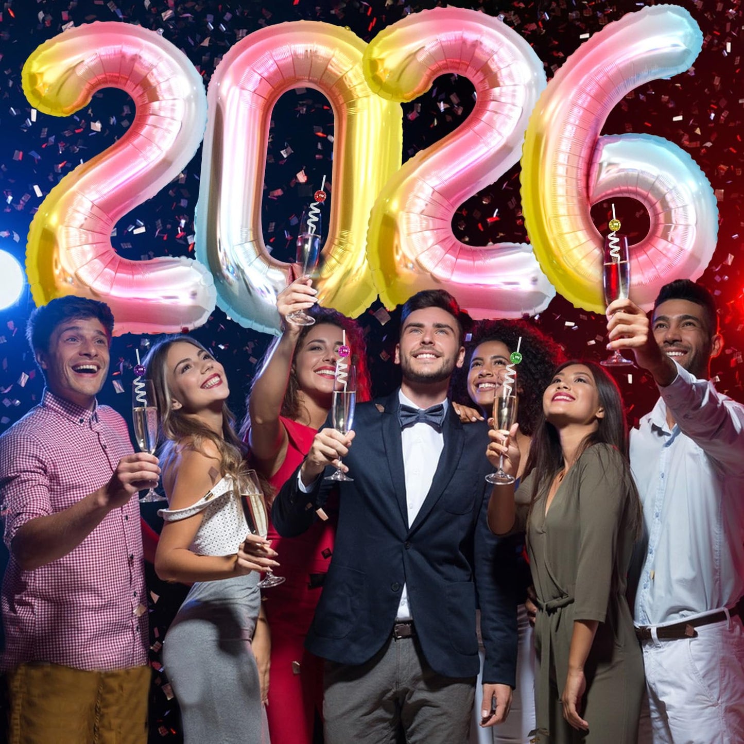 KALOR 42 Inch 2026 Rainbow Foil Mylar Balloons – New Year & Graduation Decor