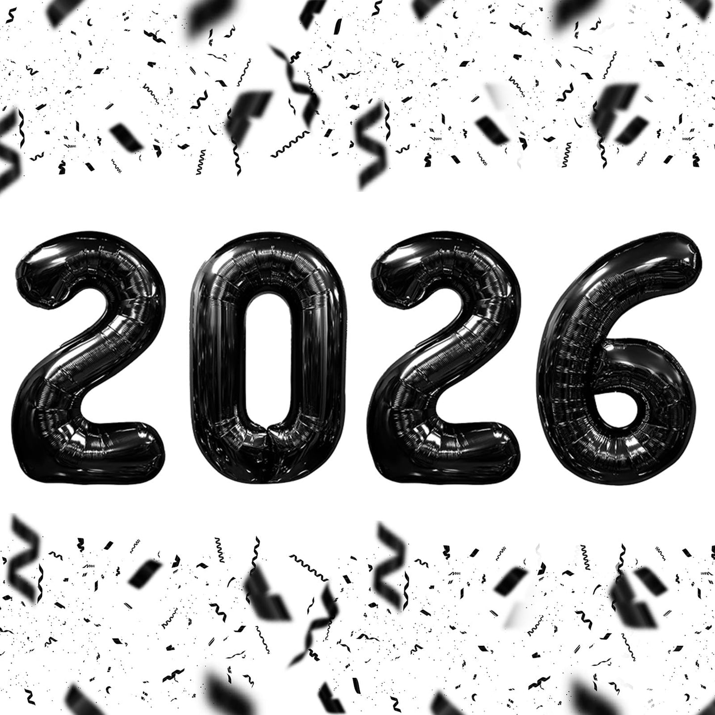 KALOR 32-Inch Black 2026 Foil Number Balloons – New Year’s Eve & Graduation Party Decor