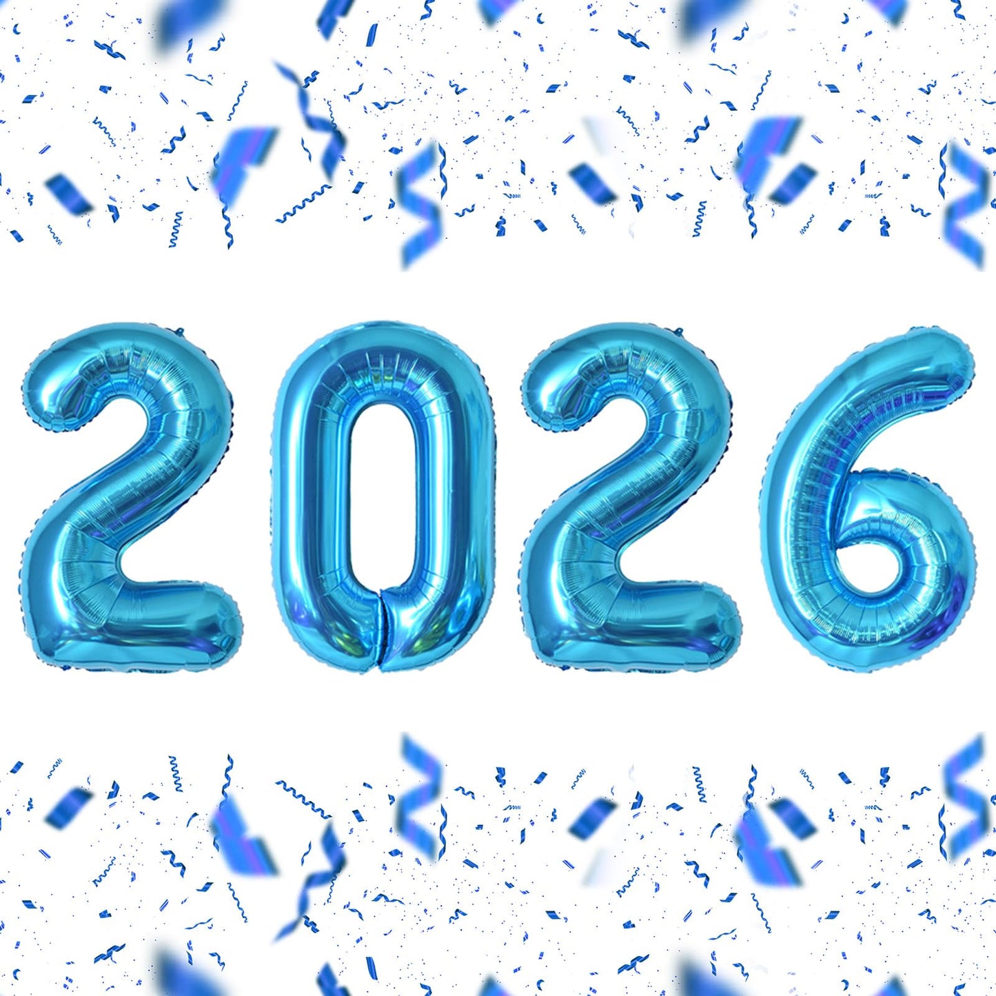 KALOR 32-Inch Blue Foil Number Balloons – 2026 New Year Backdrop & Graduation Party Decor