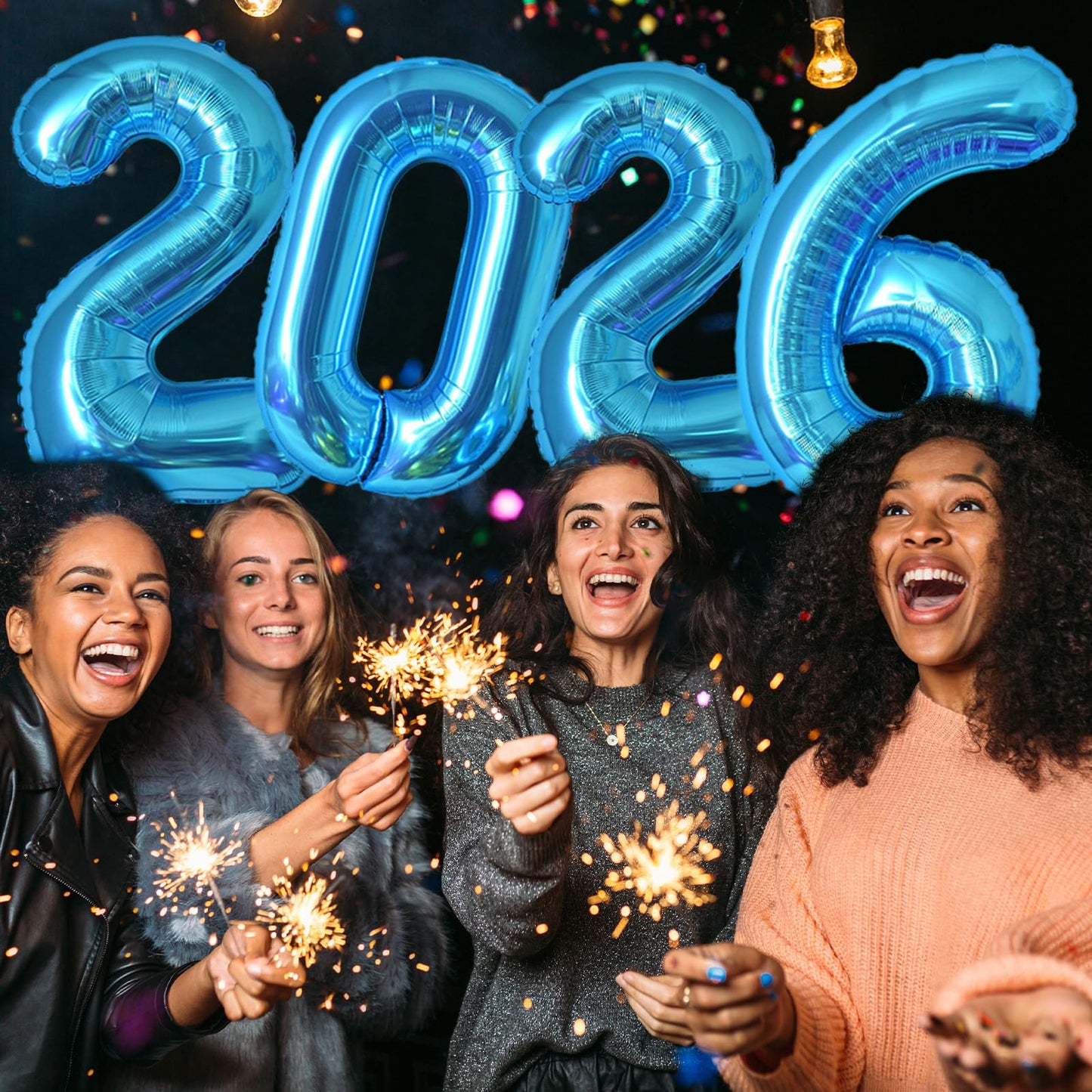 KALOR 32-Inch Blue Foil Number Balloons – 2026 New Year Backdrop & Graduation Party Decor