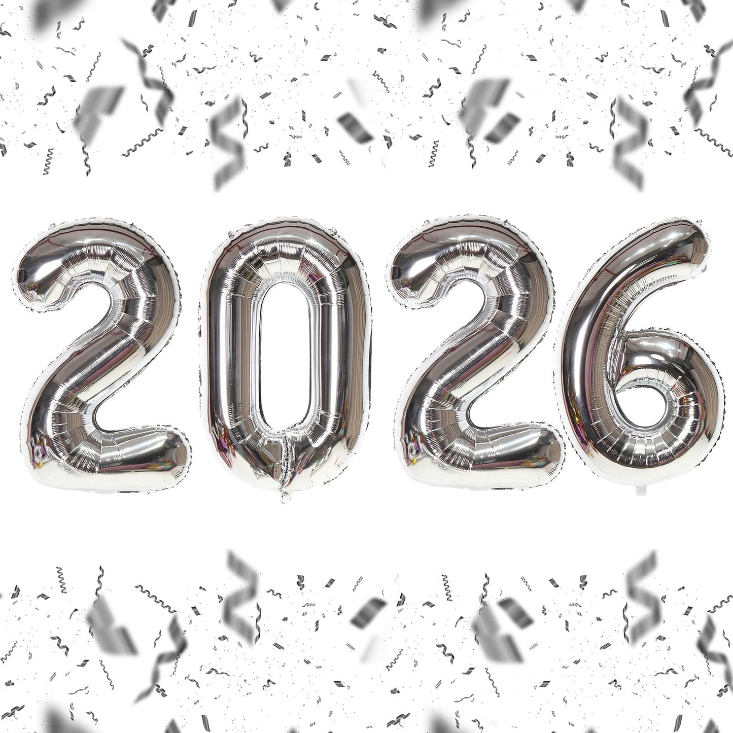 KALOR 16 Inch 2026 Silver Foil Number Balloons – New Year Eve & Graduation Party Decor