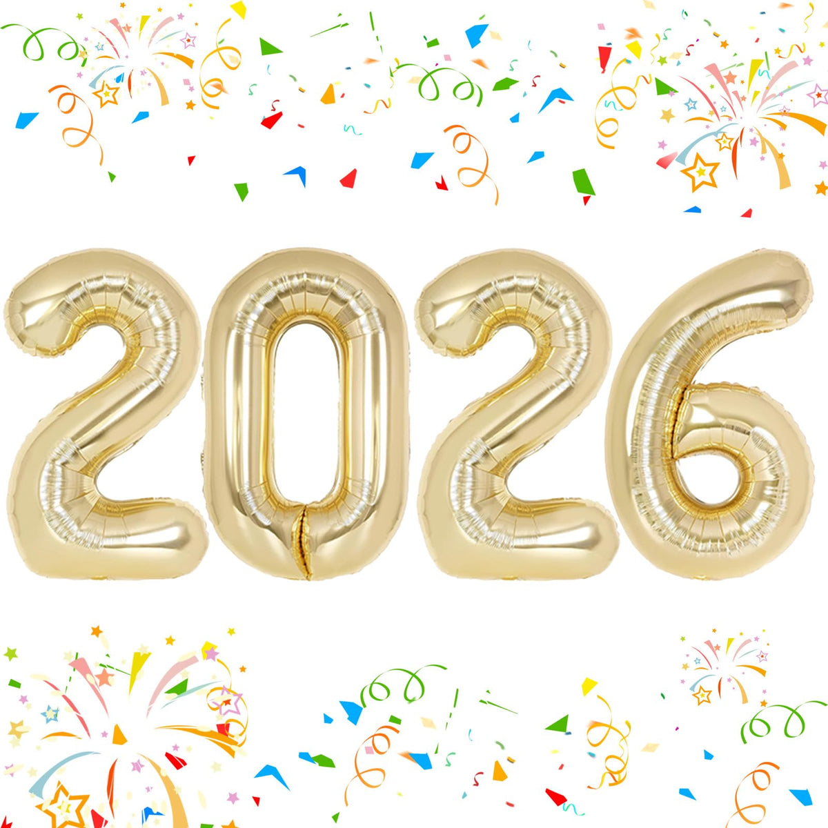 KALOR 42 Inch Light Gold Foil 2026 Balloons – New Year & Graduation Decor
