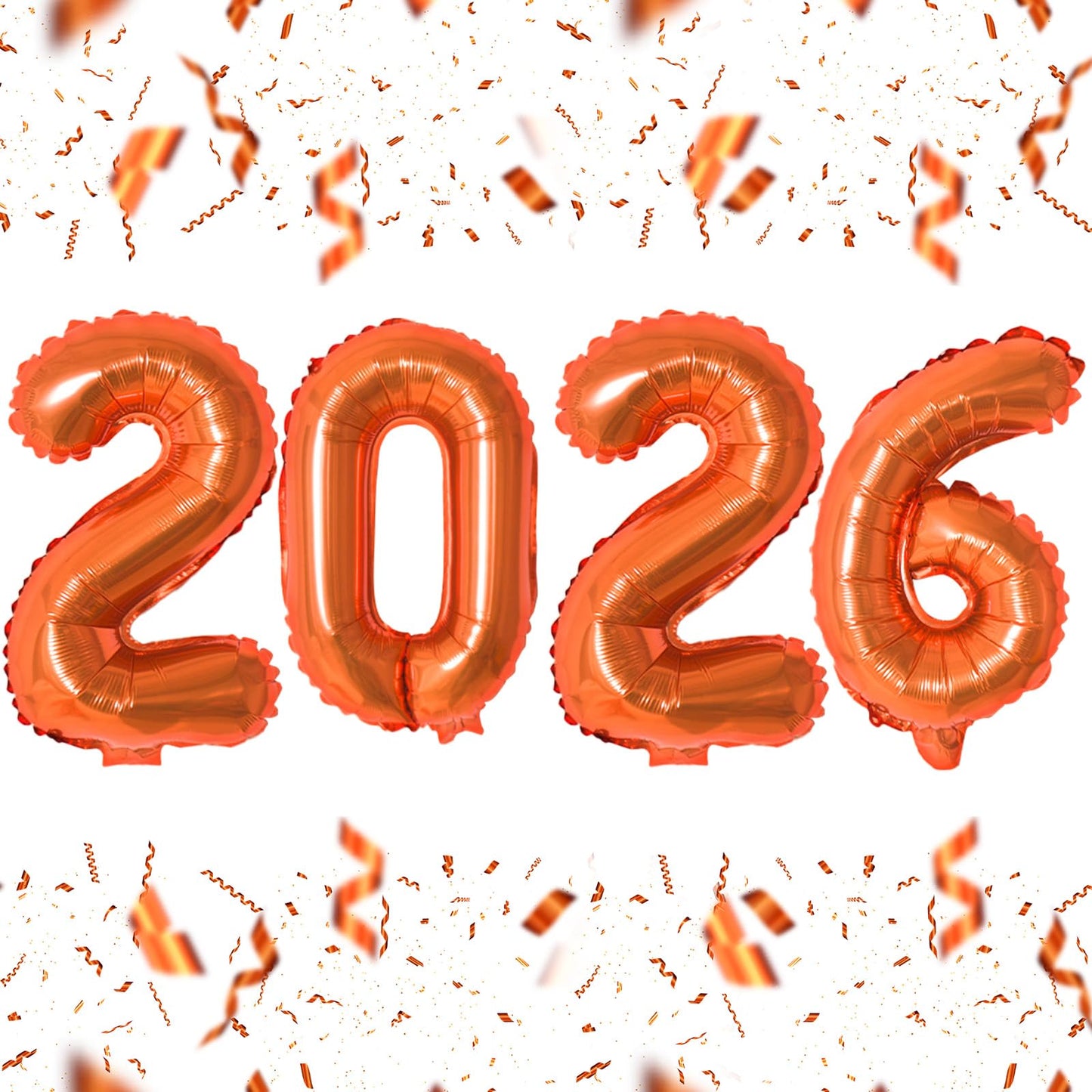 KALOR 16-Inch Orange Foil 2026 Balloons – New Year Backdrop & Graduation Party Decor