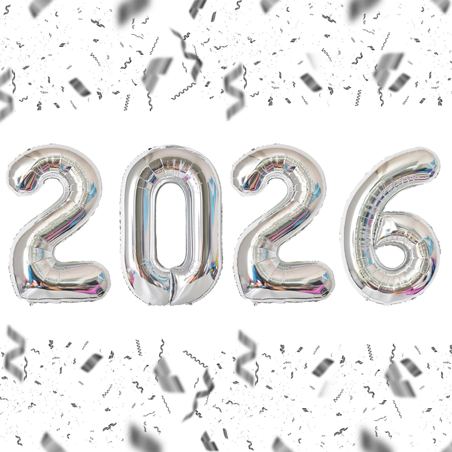 KALOR 32 Inch 2026 Silver Foil Number Balloons – New Year & Graduation Decor