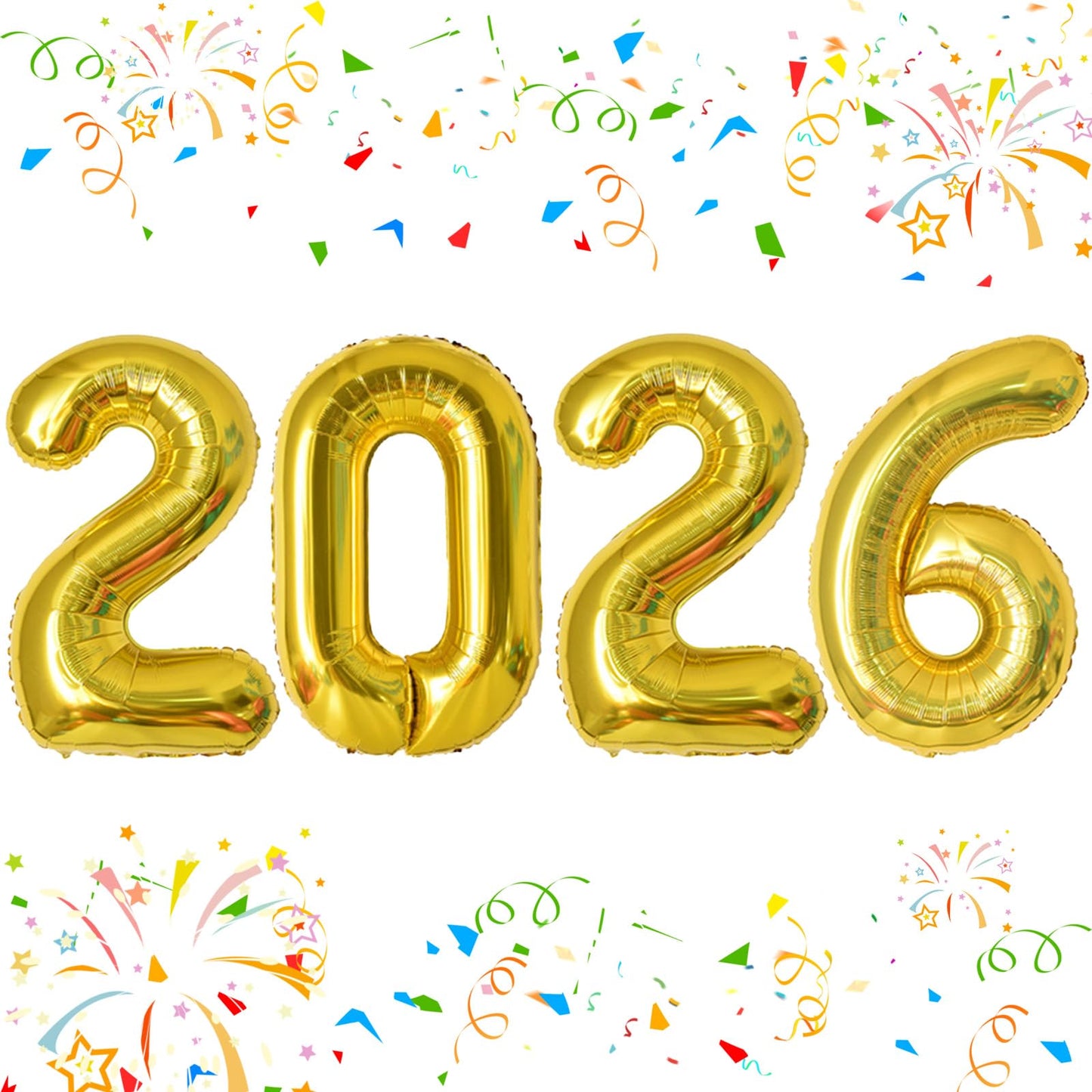 KALOR 42 Inch 2026 Gold Foil Mylar Number Balloons | New Year and Graduation Decor