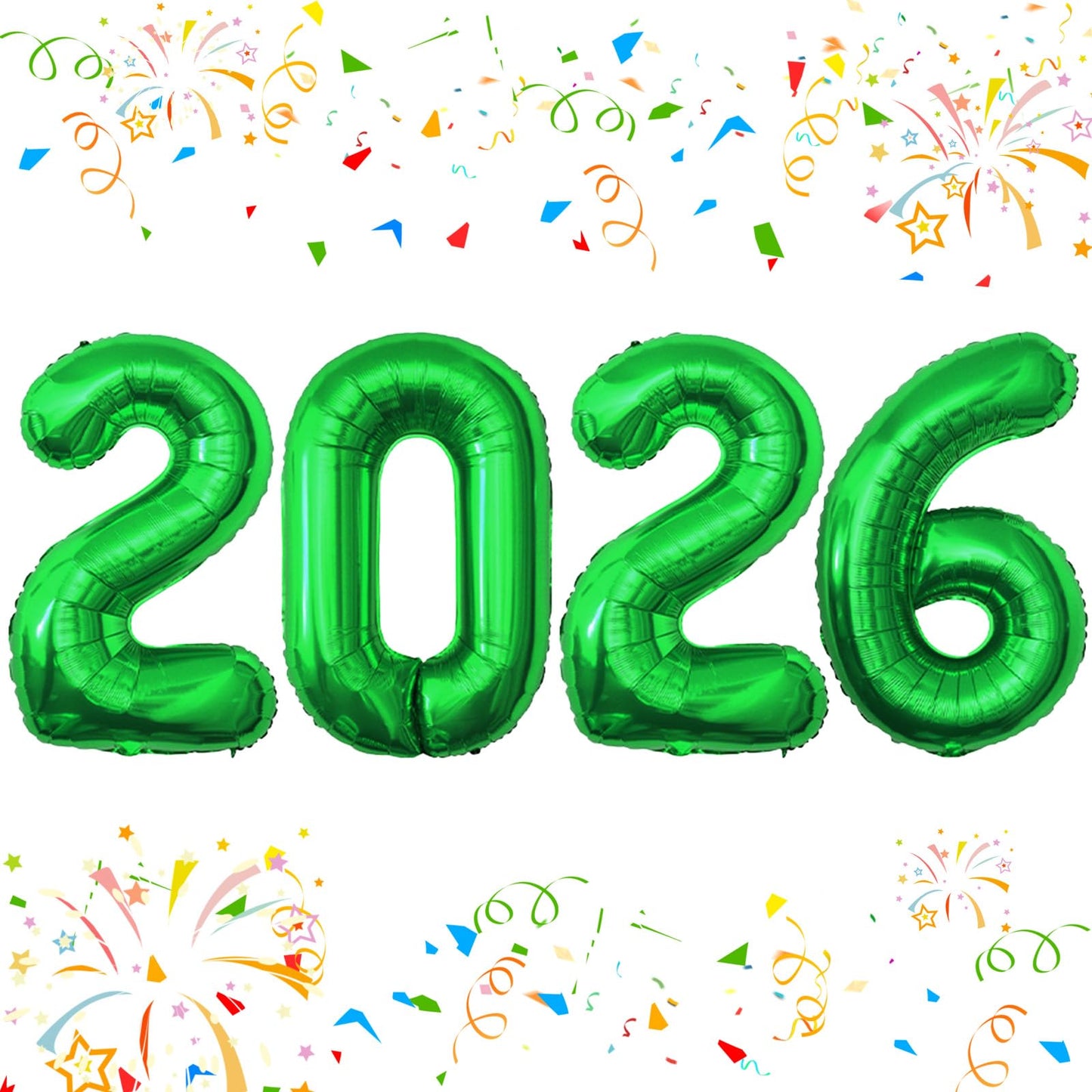 KALOR 42-Inch Green Foil 2026 Balloons | New Year & Graduation Decor
