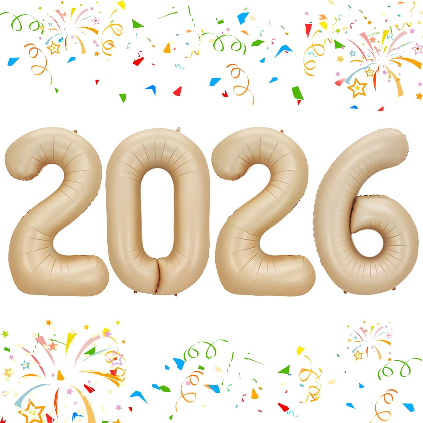 KALOR 42-Inch 2026 Caramel Foil Mylar Number Balloons – New Year & Graduation Decor