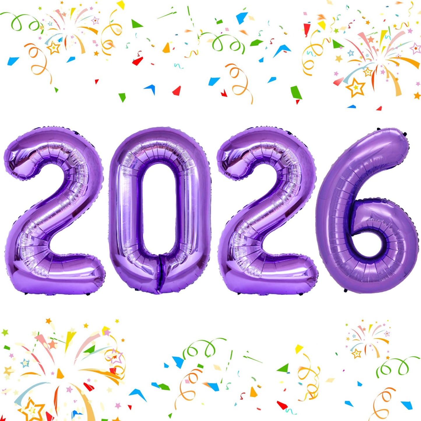 KALOR 42-Inch 2026 Purple Foil Mylar Balloons – New Year & Graduation Decor