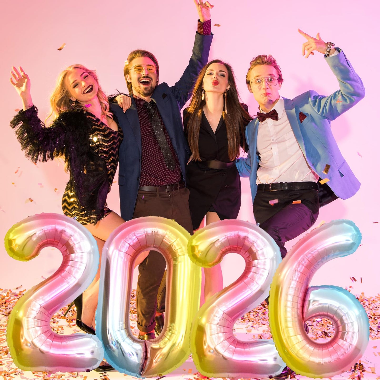 KALOR 42 Inch 2026 Rainbow Foil Mylar Balloons – New Year & Graduation Decor