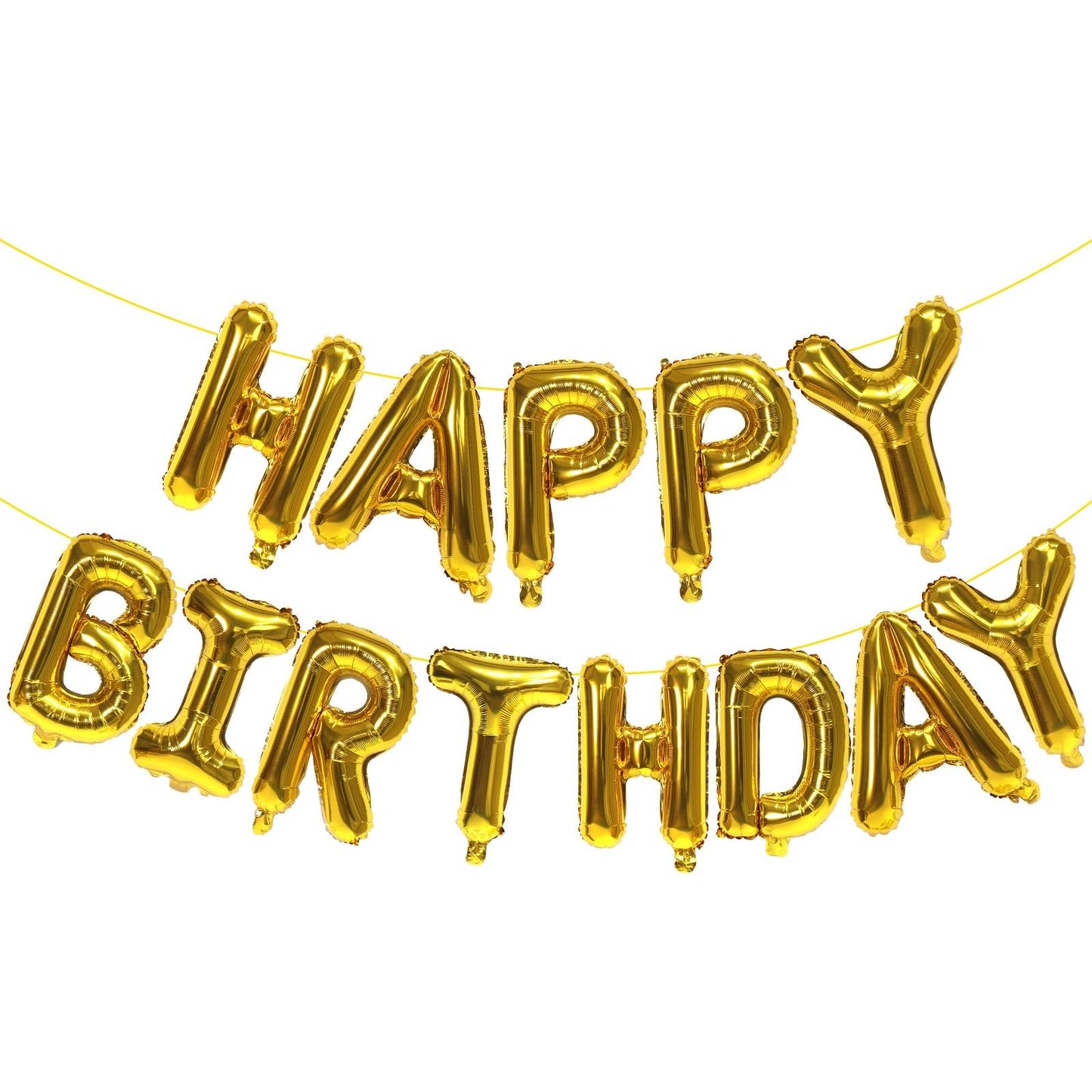 KALOR Gold Happy Birthday Balloons Banner - 16-Inch Mylar Foil Letters