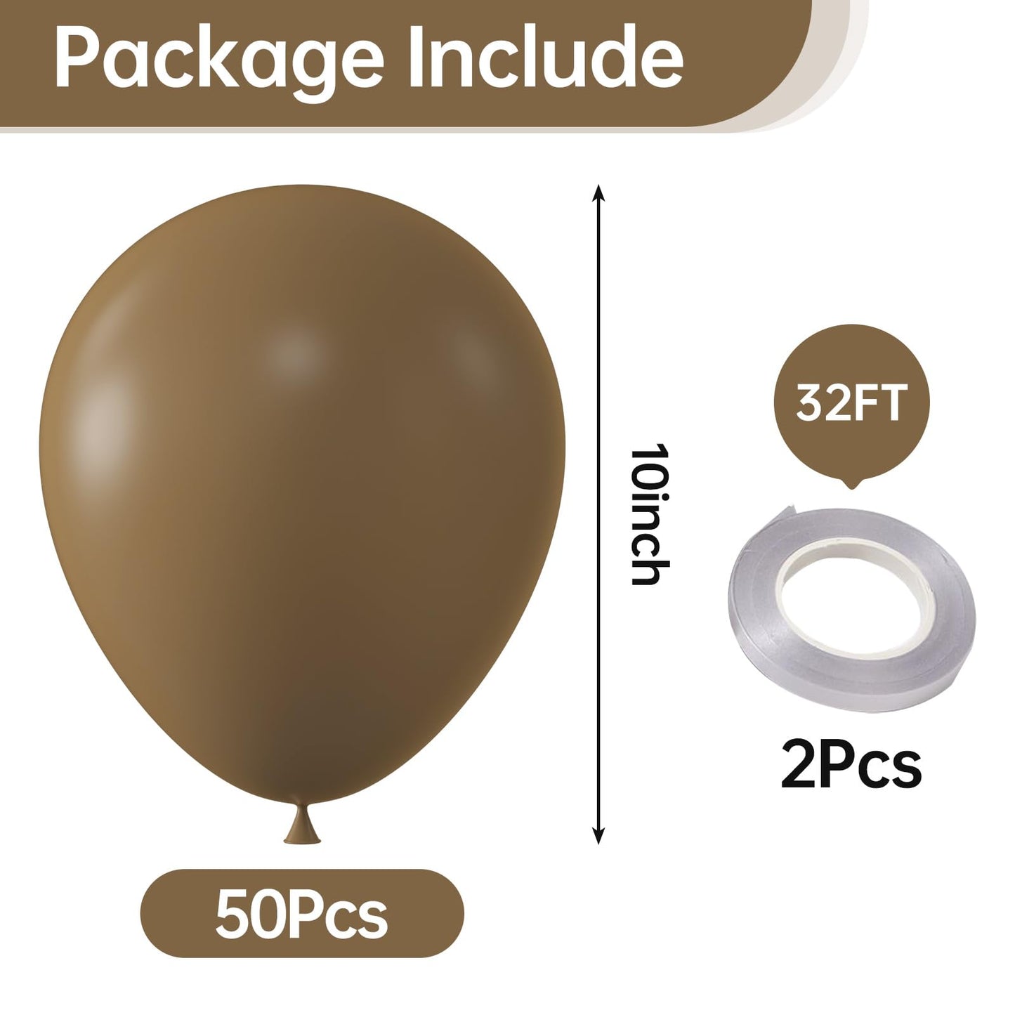 KALOR 10 Inch Brown Balloons – 100 Pack Latex Party Balloons for Celebrations