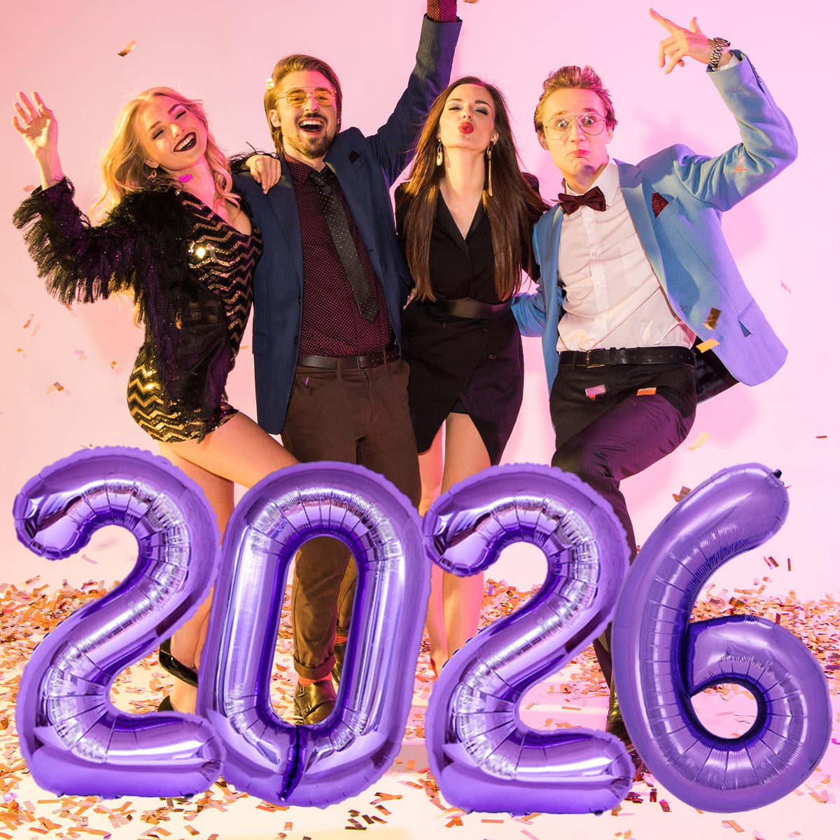 KALOR 42-Inch 2026 Purple Foil Mylar Balloons – New Year & Graduation Decor