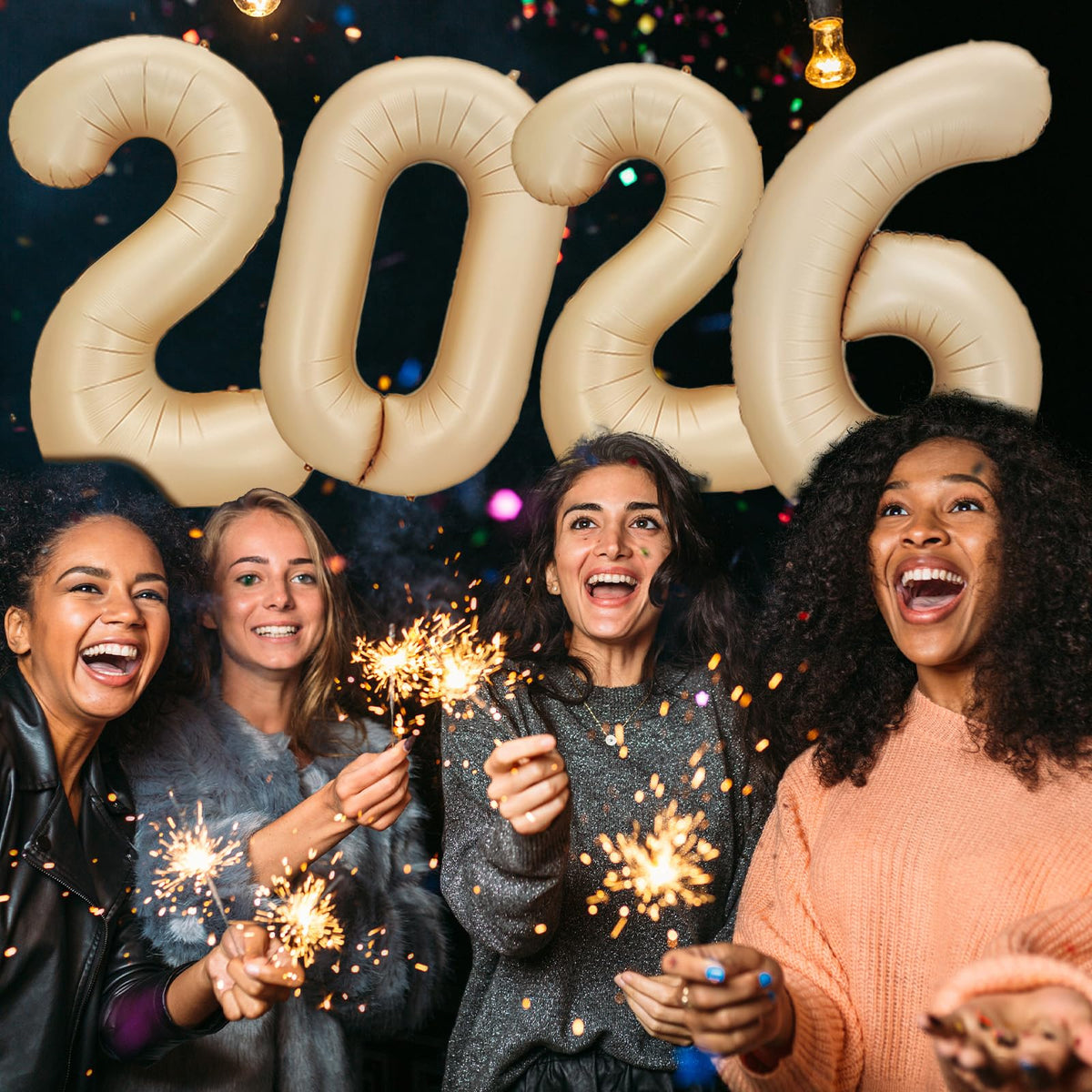 KALOR 32 Inch 2026 Caramel Foil Number Balloons – New Year Eve & Graduation Decor