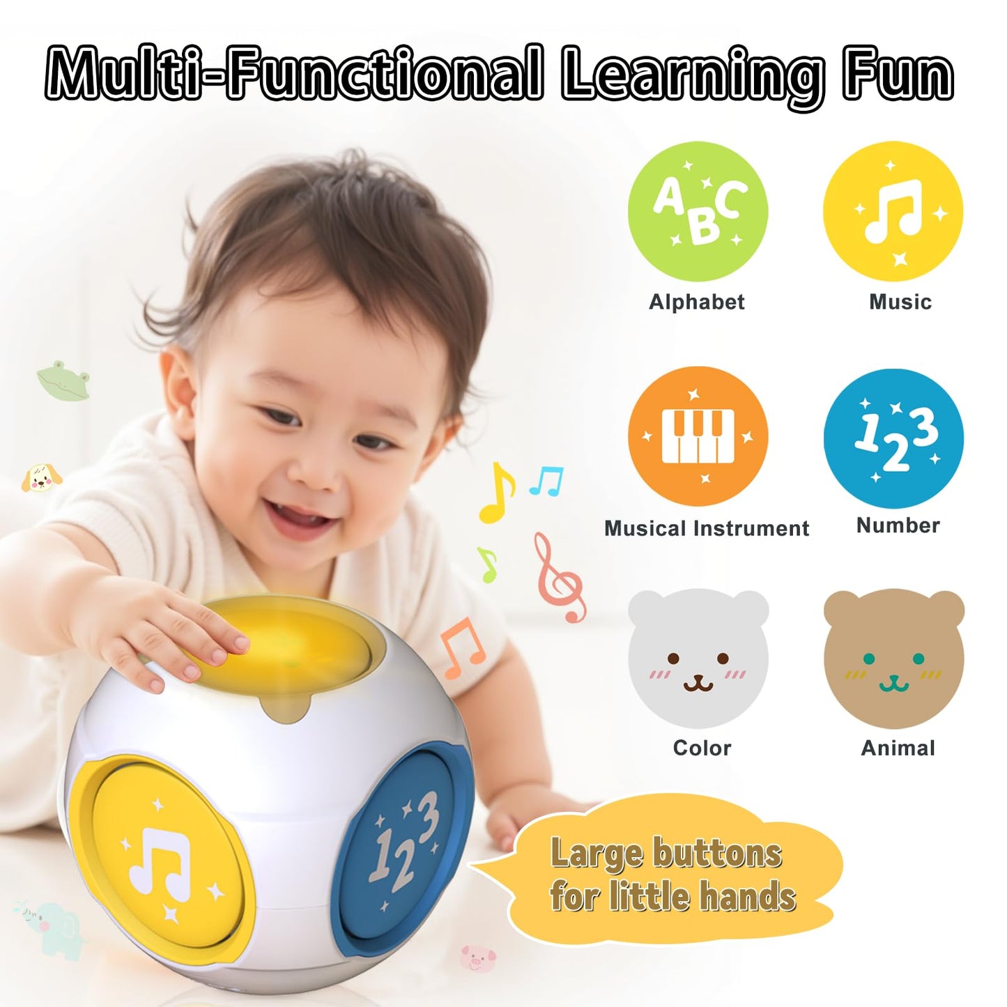 KALUYA Bilingual 6-in-1 Musical Learning Cube for Babies 6-18 Months