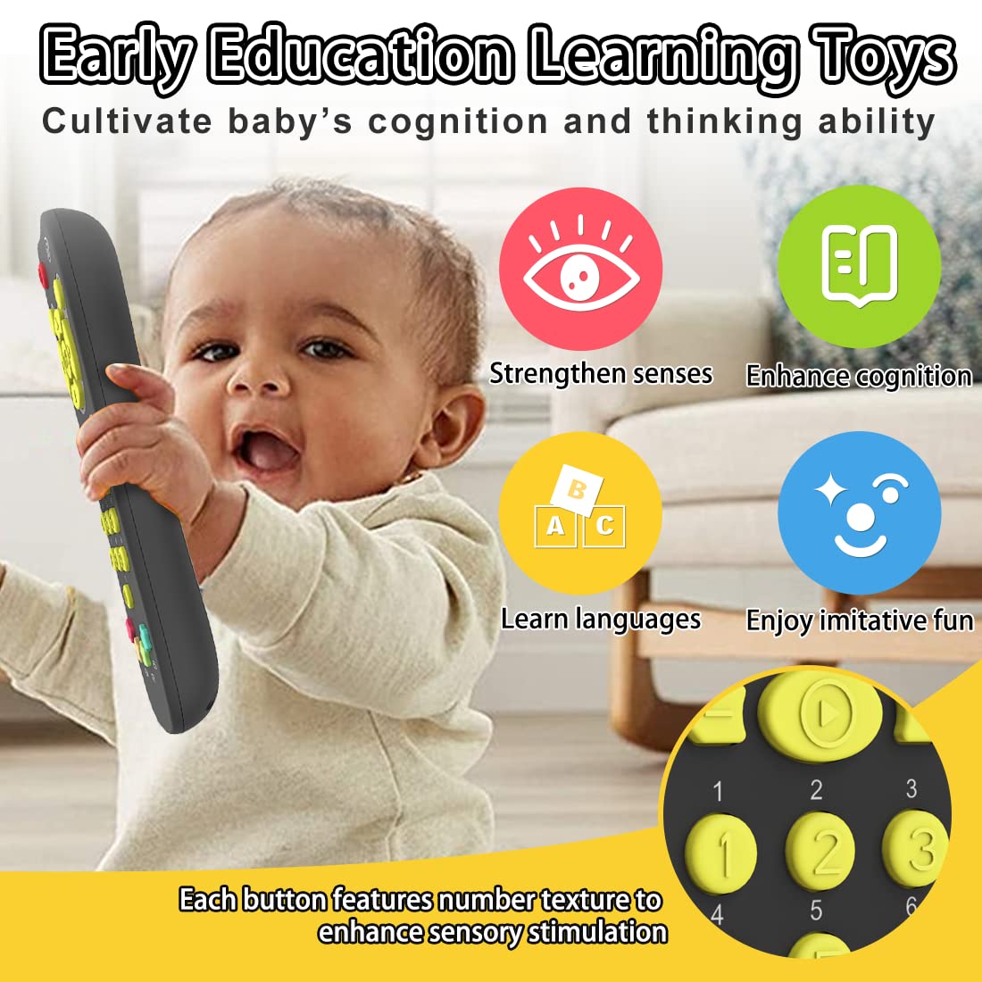 KALUYA Baby TV Remote Toy – Realistic Play Remote with Light & Sound (6m+)