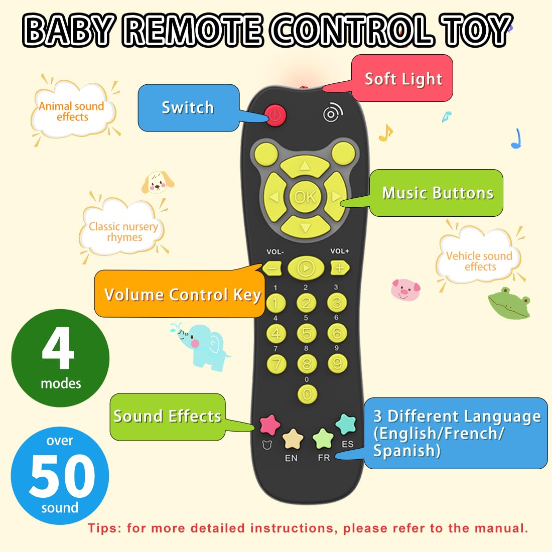 KALUYA Baby Toy Keys & Remote Set – Lights, Sounds & Learning (6+ Months)