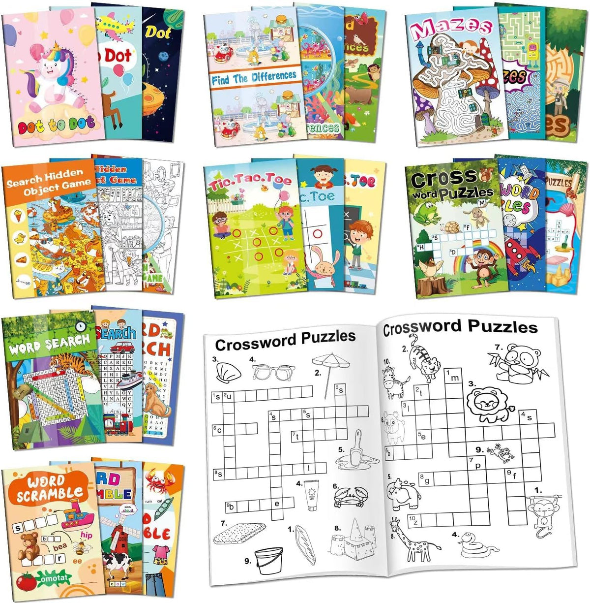 Kalysky 24 Mini Activity Books for Kids – Party Favors & Travel Fun (Ages 4-12)