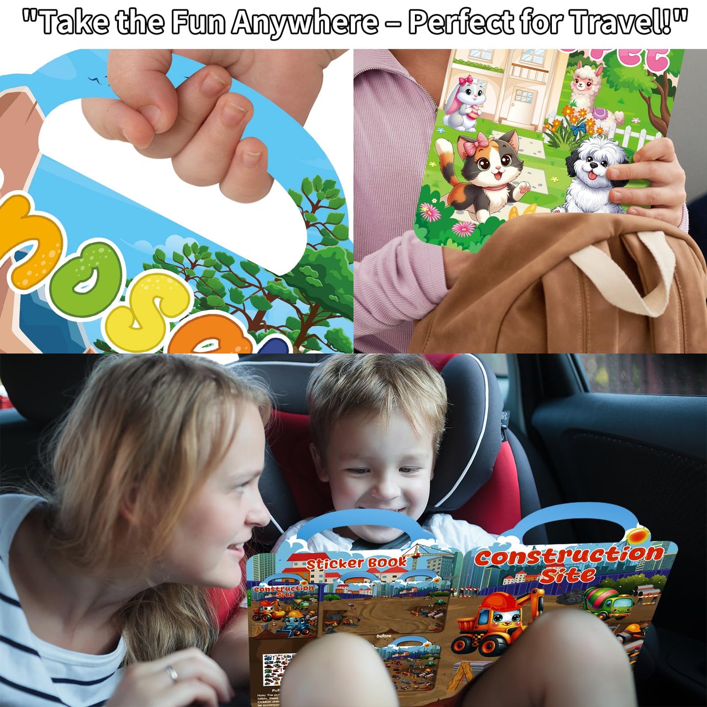 Kalysky 12-Set Reusable Puffy Sticker Books for Toddlers 2-4 | 3D Sticker Activity Books | Travel-Friendly Party Favors