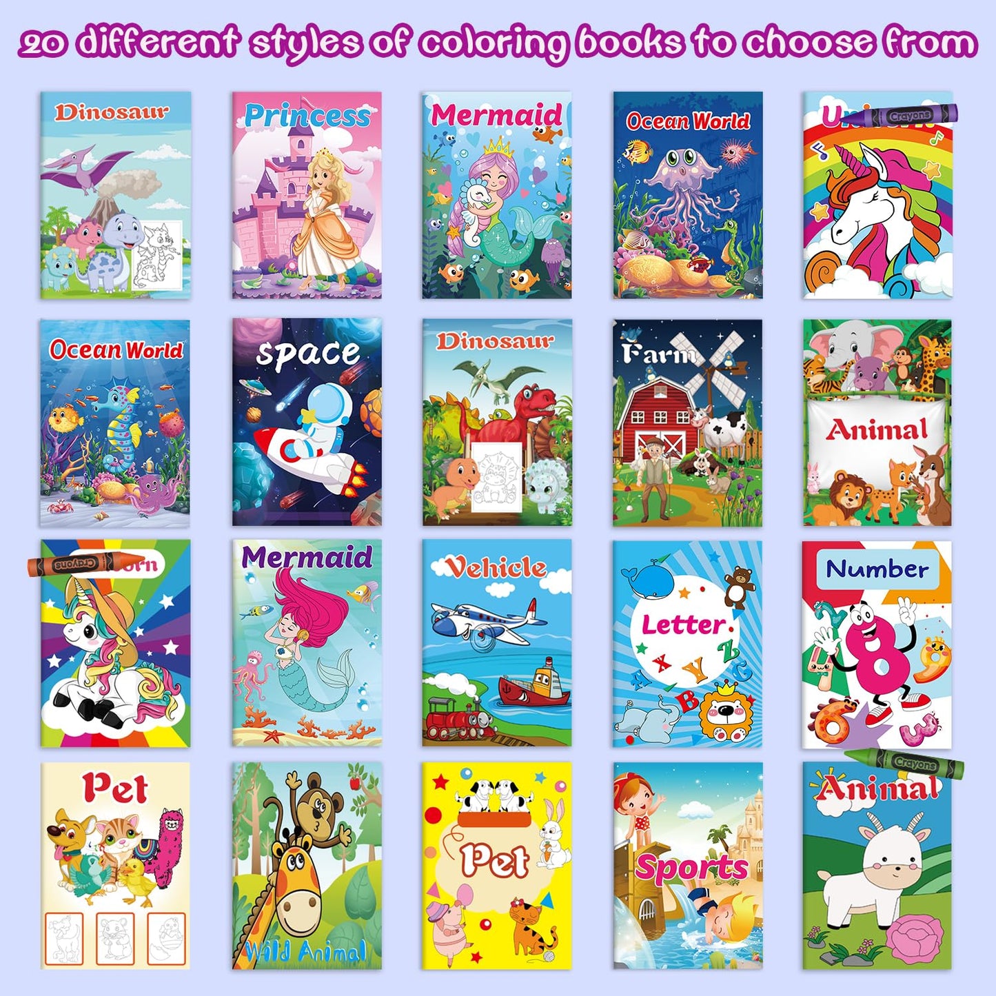 Kalysky 20-Pack Coloring Books for Kids (Ages 4-8) – Mini Party Favors, 7 x 5.1 in