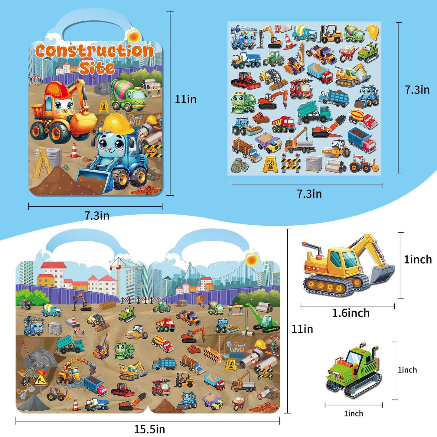 Kalysky 12-Set Reusable Puffy Sticker Books for Toddlers 2-4 | 3D Sticker Activity Books | Travel-Friendly Party Favors