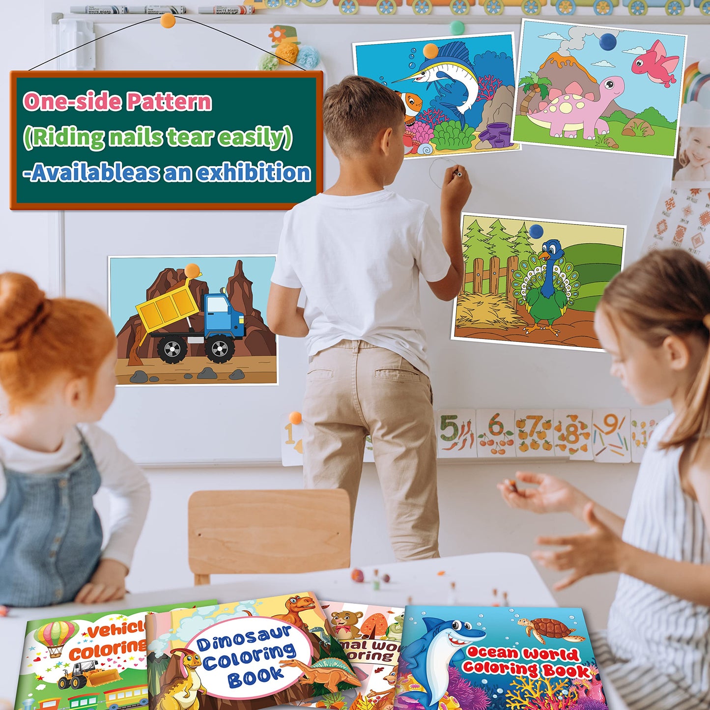 Kalysky 4Pack Large Coloring Books for Toddlers & Kids 2-8 — 8.5x11 inch, 96 Unique Patterns