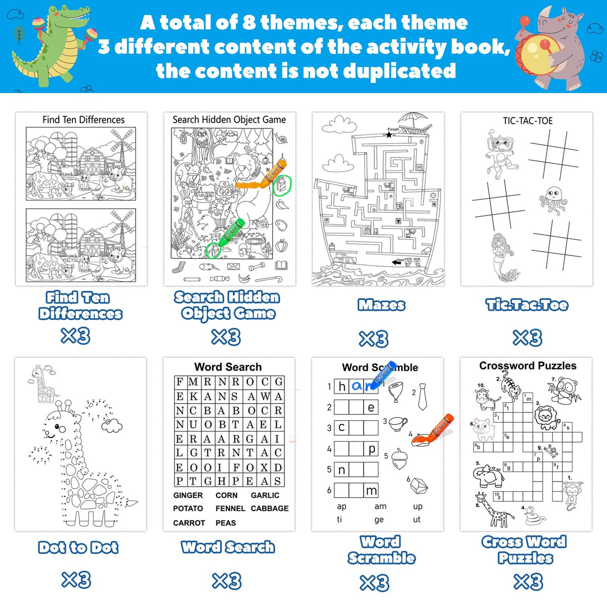 Kalysky 24 Mini Activity Books for Kids – Party Favors & Travel Fun (Ages 4-12)
