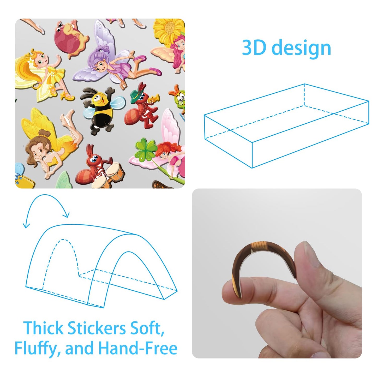 Kalysky Dress Up Sticker Books for Girls 2-4 | Reusable 3D Puffy Stickers | Mermaid, Princess, Fashion Girl
