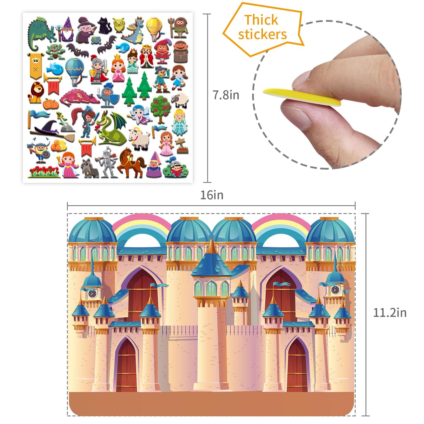 Kalysky Dress Up Sticker Books for Girls 2-4 | Reusable 3D Puffy Stickers | Mermaid, Princess, Fashion Girl