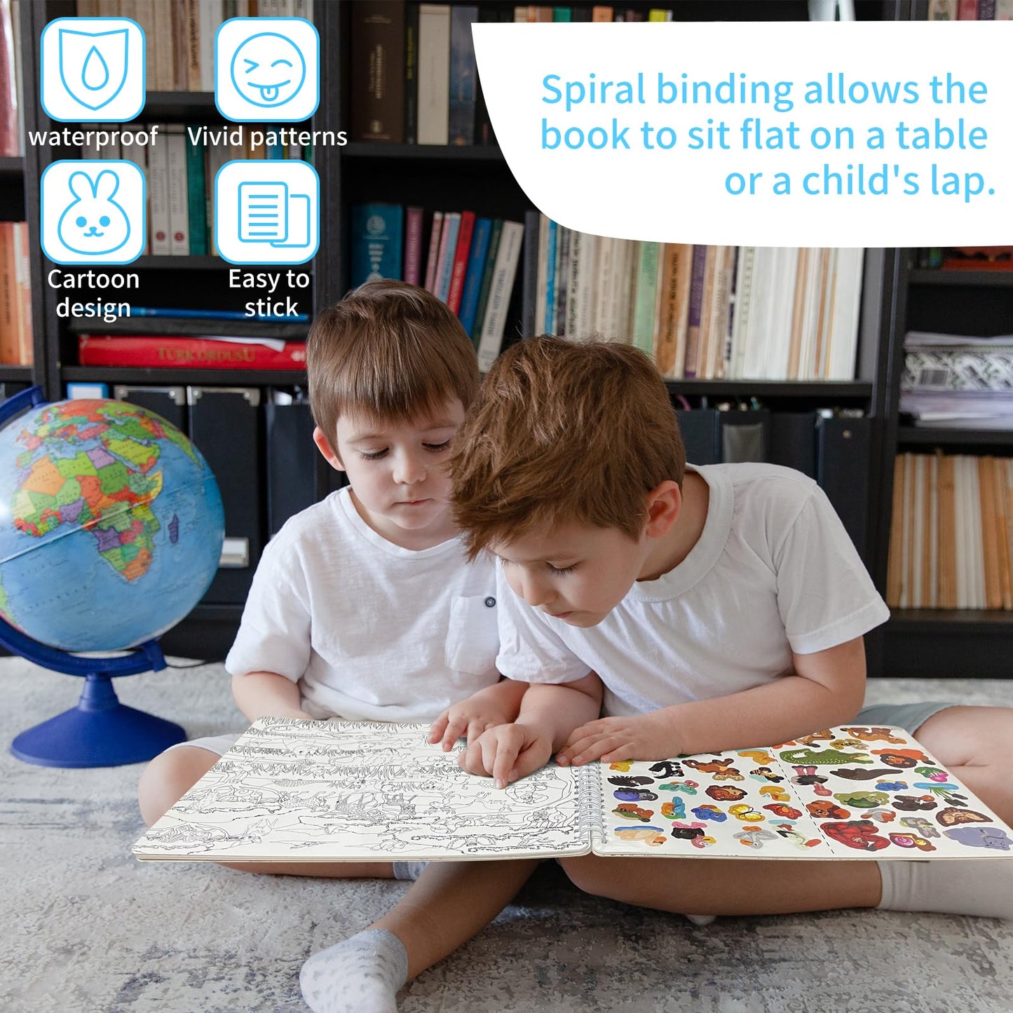 Kalysky Find The Animal Sticker Book – 400+ Stickers, 20 Scenes, Spiral-Bound Travel Activity for Kids