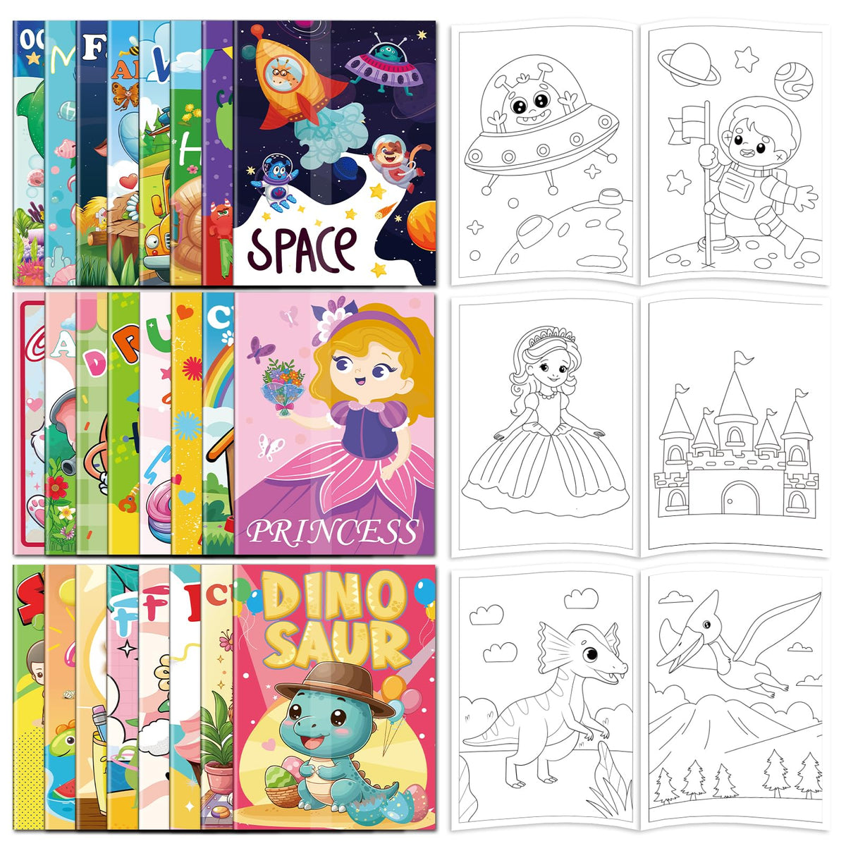 Kalysky 24 Pack Mini Coloring Books for Kids 4-8 | 288 Illustrations | Party Favors