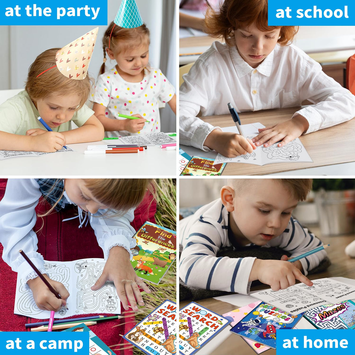 Kalysky 24 Mini Activity Books for Kids – Party Favors & Travel Fun (Ages 4-12)