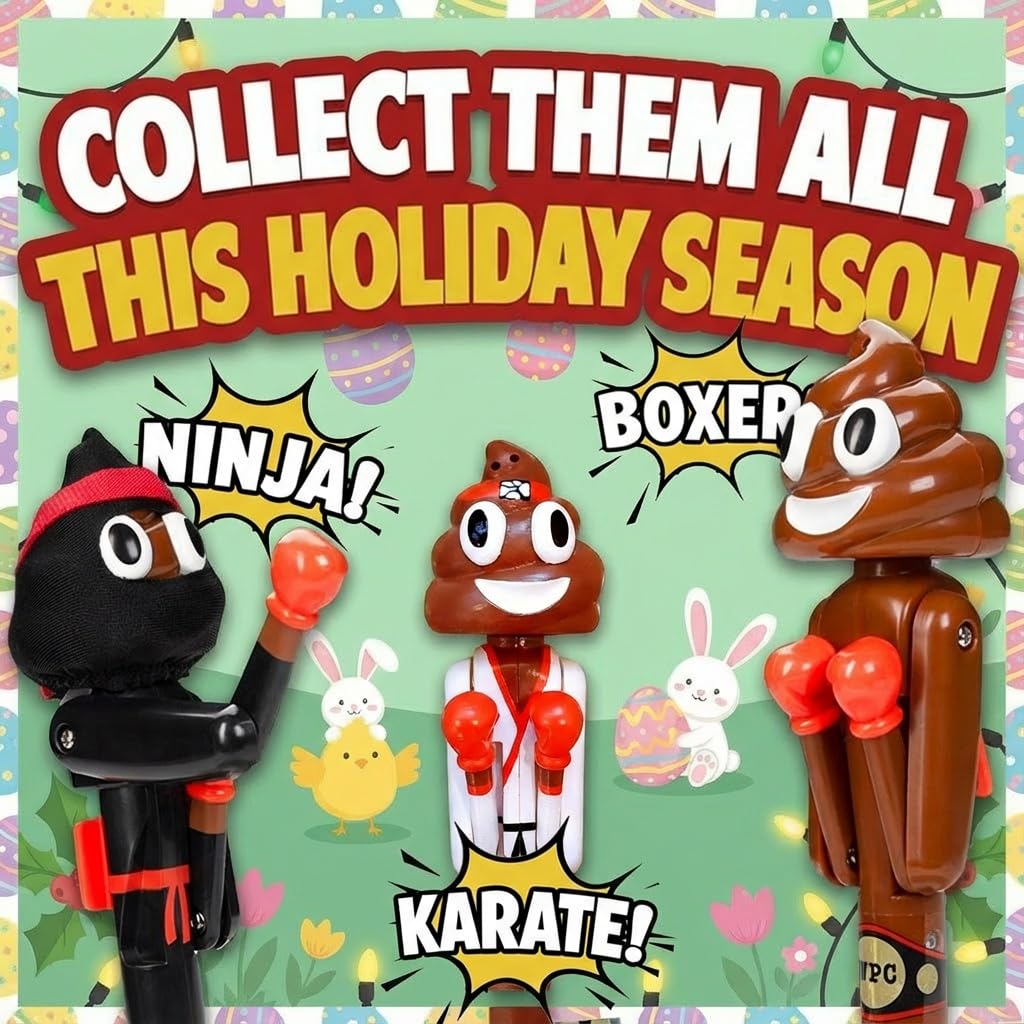 Kamhi World Farting Poop Pen with Punching Arms – Easter Basket Gag Gift & Interactive Karate Sound Toy