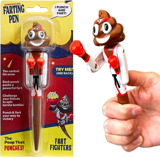 Kamhi World Farting Poop Pen with Punching Arms – Easter Basket Gag Gift & Interactive Karate Sound Toy