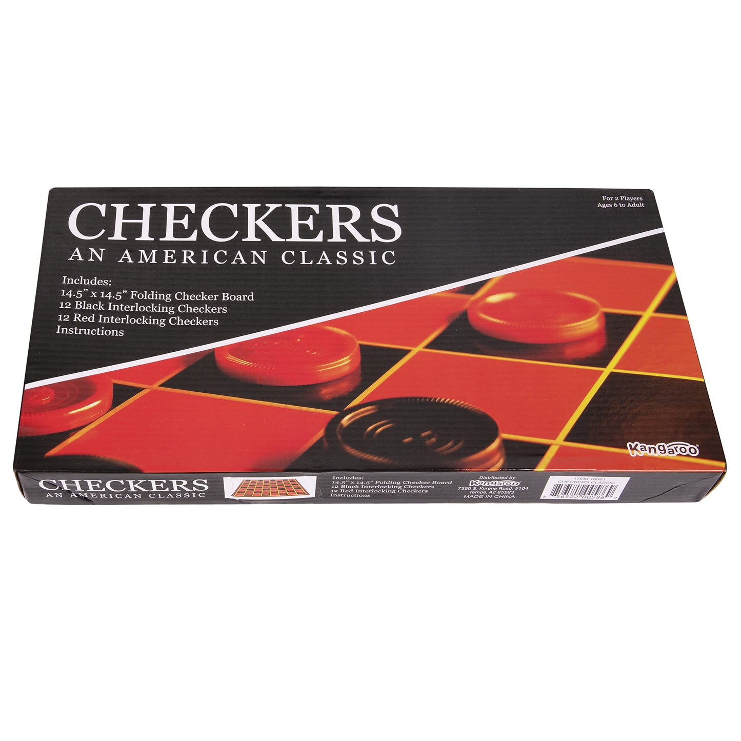 Kangaroo Multiplayers Strategy Checkers – Portable 15x15 Inch Board with 24 Checkers