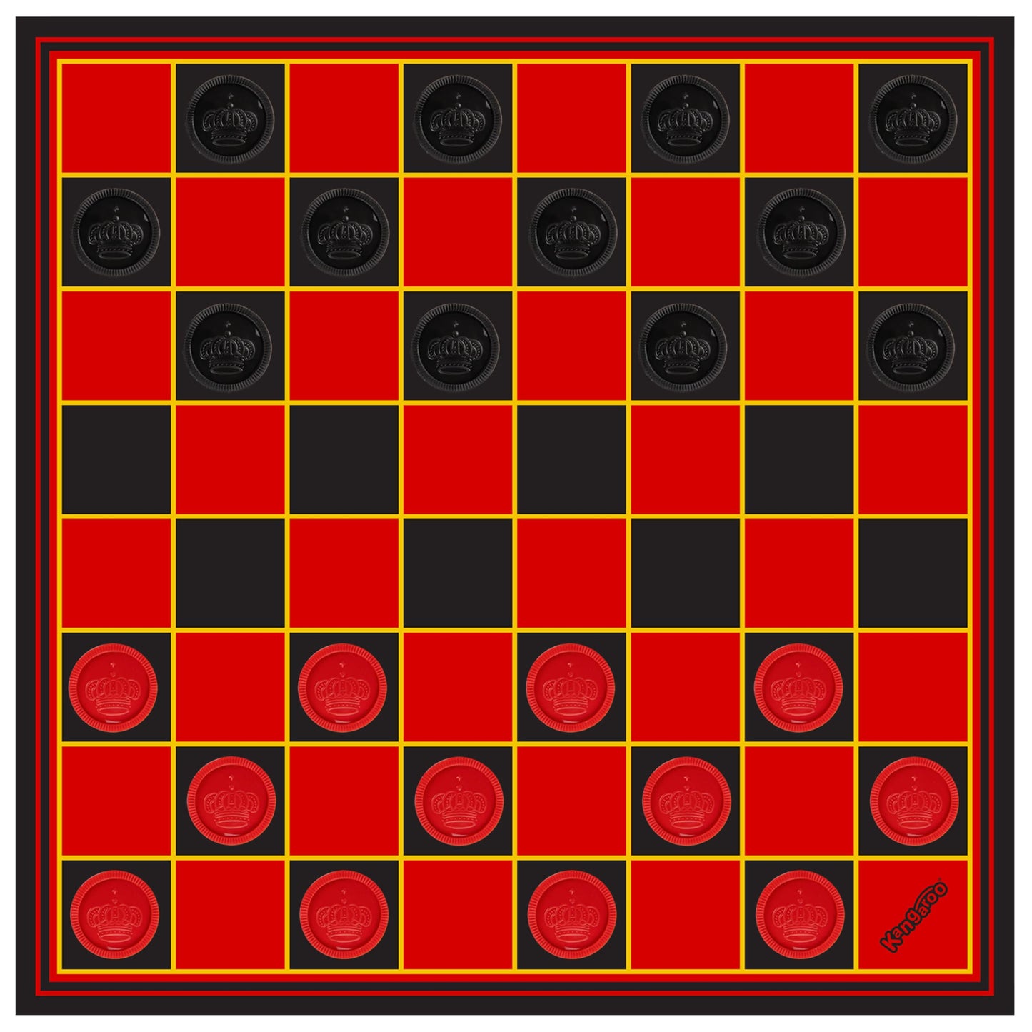 Kangaroo Multiplayers Strategy Checkers – Portable 15x15 Inch Board with 24 Checkers