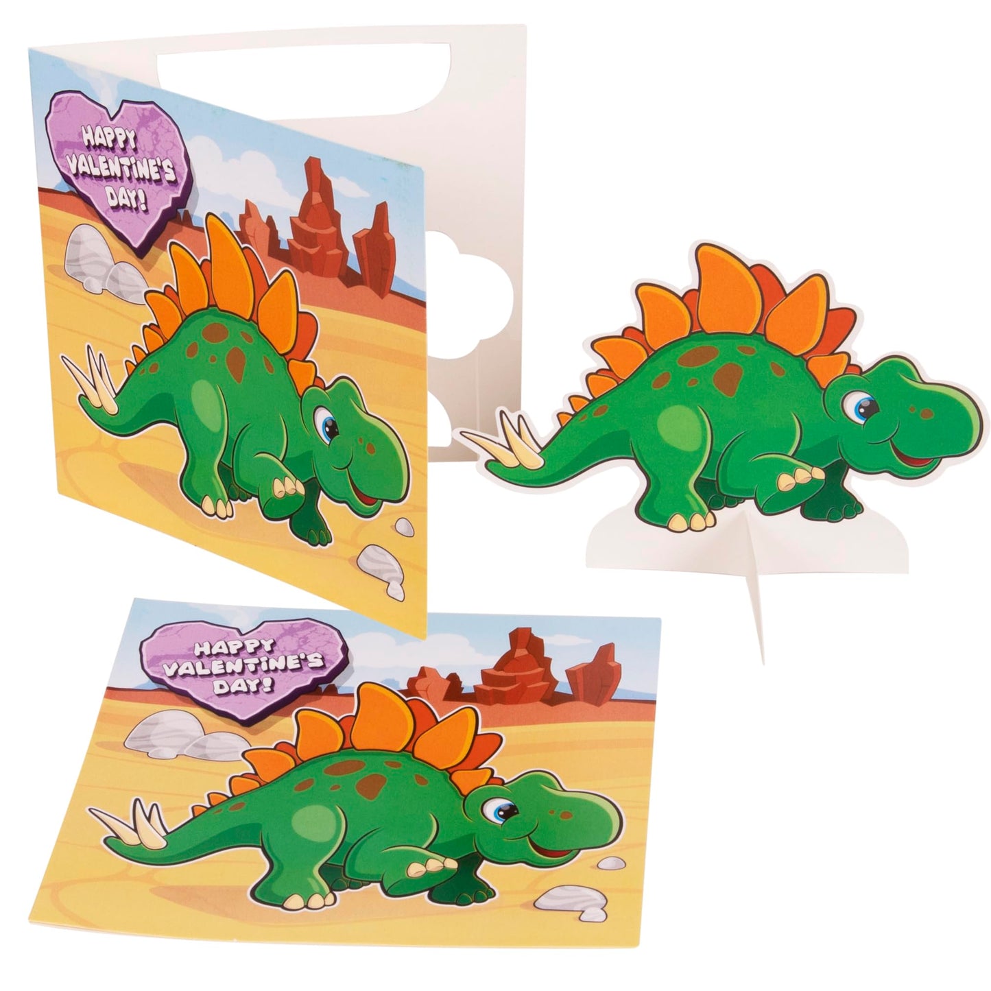 Kangaroo 28-Pack Dinosaur Valentines Day Cards with Envelopes & Stickers – Bulk Classroom Pack