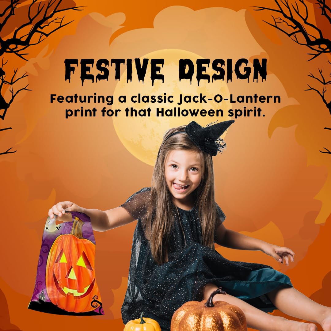 Kangaroo 50 Pcs Jack O' Lantern Halloween Goodie Bags – Trick or Treat Loot Bags