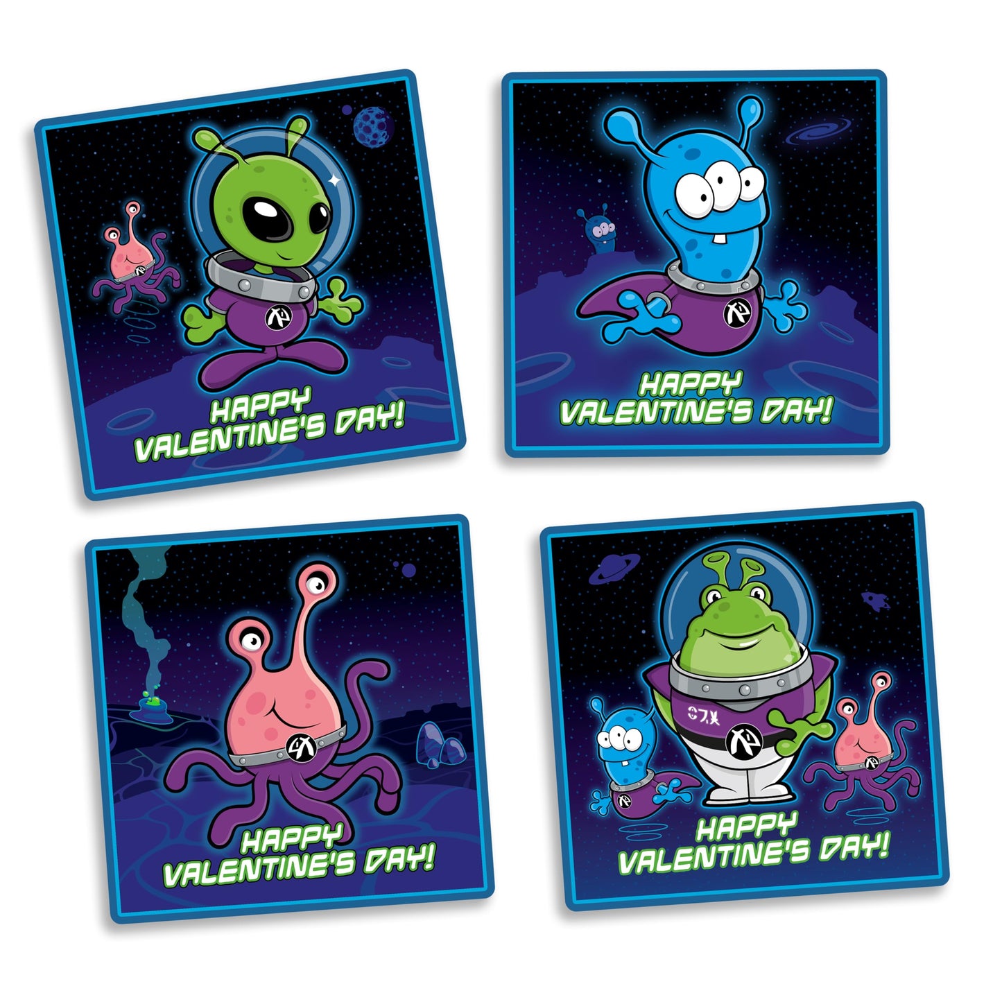 Kangaroo 28-Pack Alien Pop Out Valentines Day Cards for Kids – Envelopes & Stickers Included