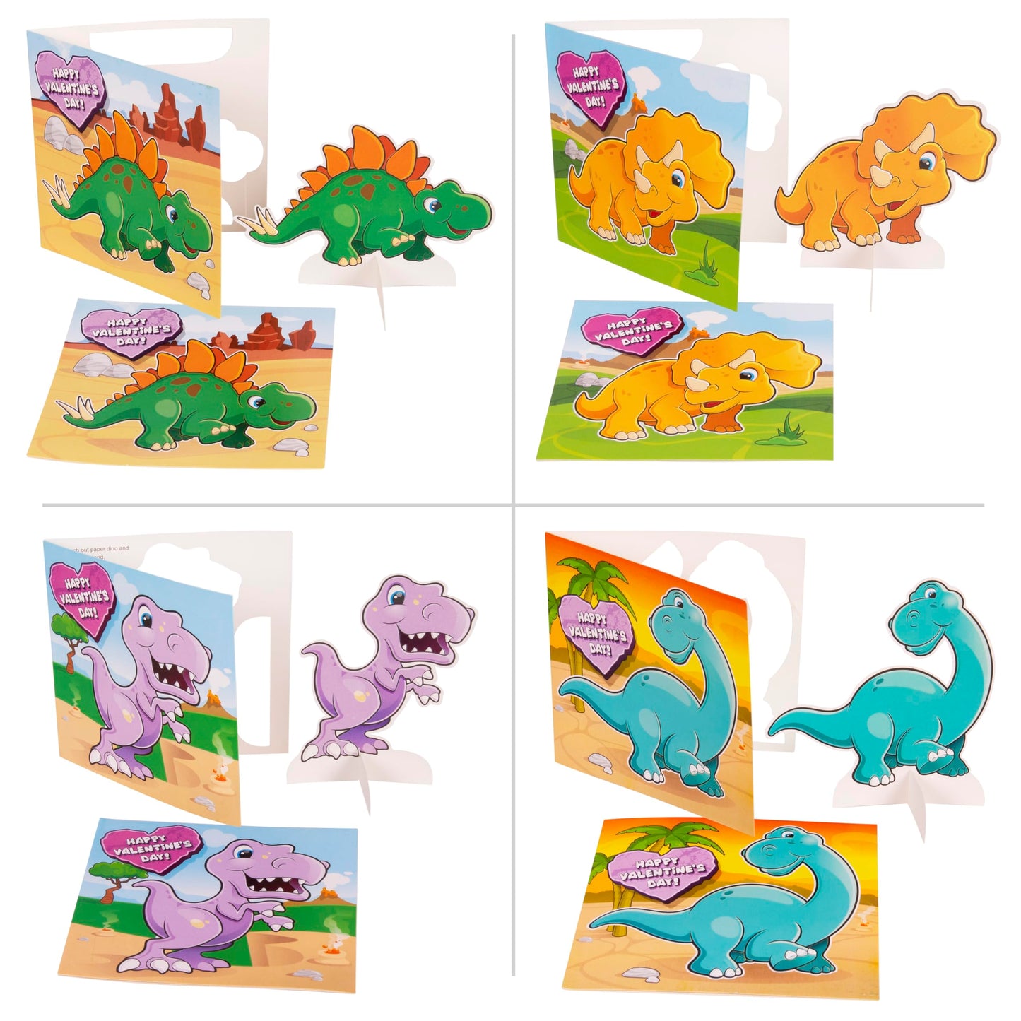 Kangaroo 28-Pack Dinosaur Valentines Day Cards with Envelopes & Stickers – Bulk Classroom Pack