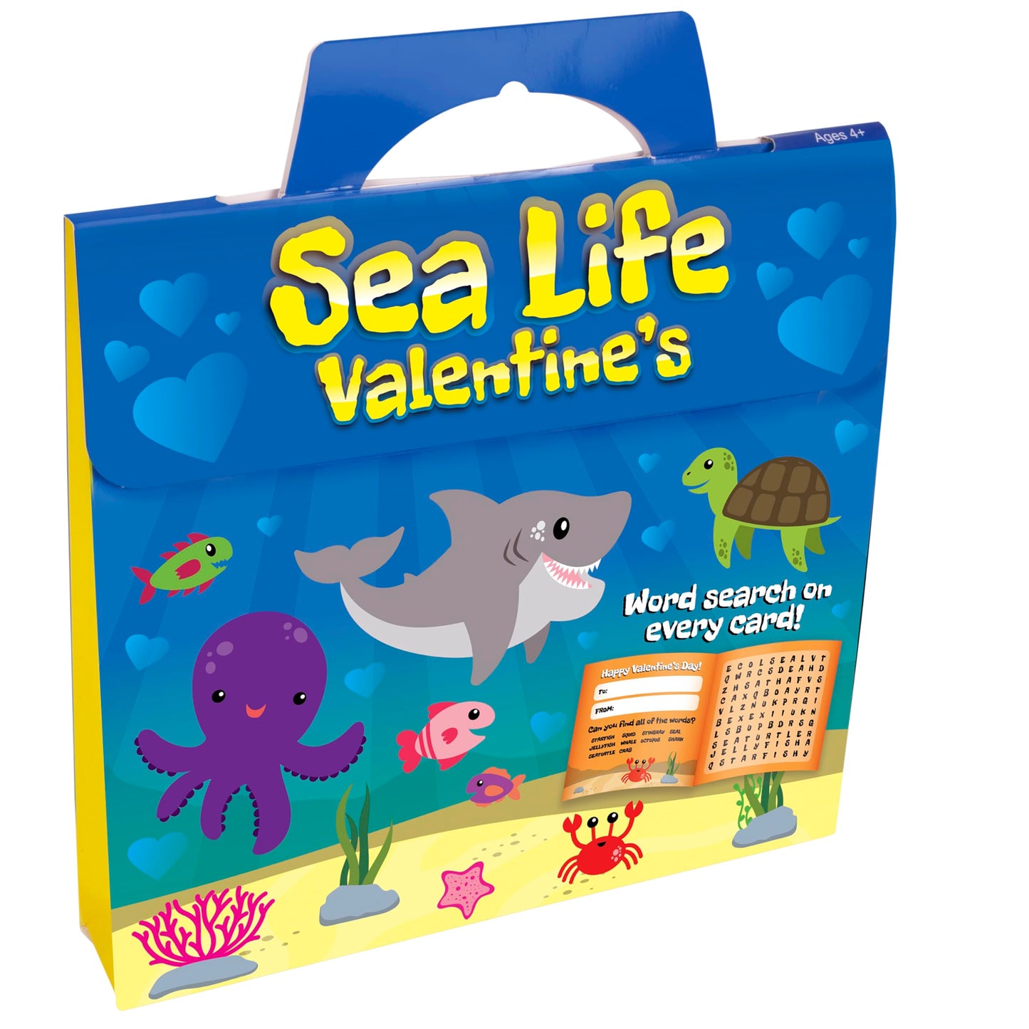 Kangaroo 28 Pack Sea Life Valentines Day Cards with Envelopes – Word Search Classroom Cards for Kids