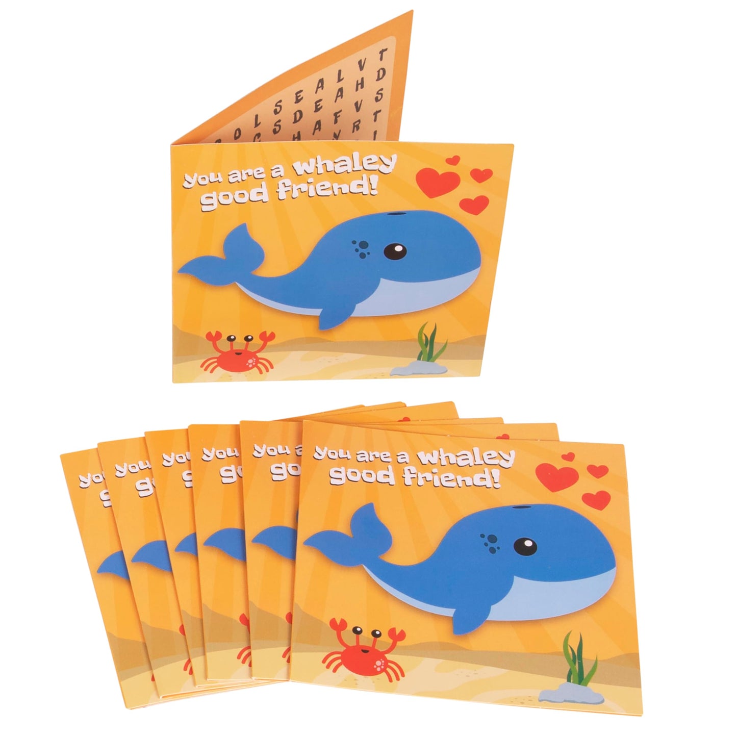Kangaroo 28 Pack Sea Life Valentines Day Cards with Envelopes – Word Search Classroom Cards for Kids