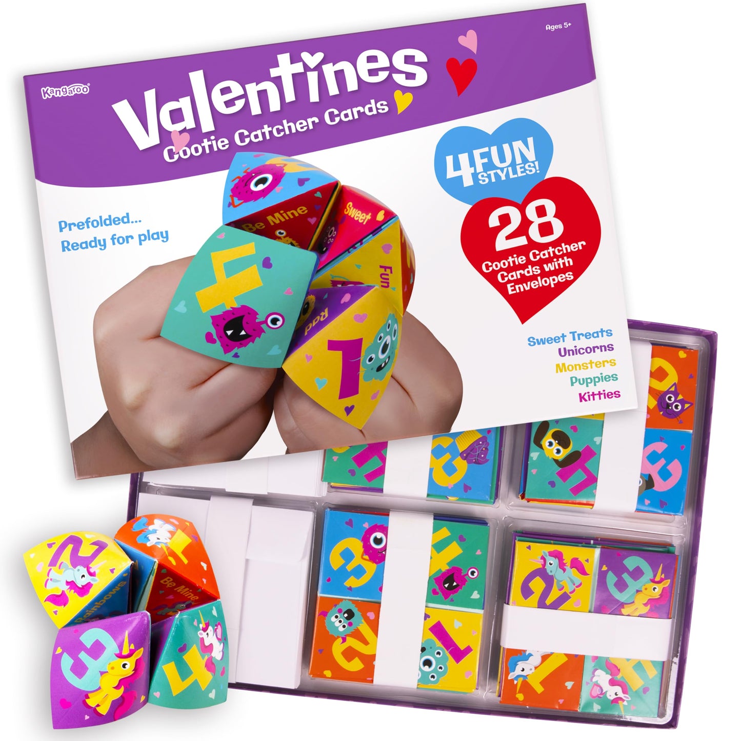 Kangaroo 28 Pack Cootie Catcher Valentines Cards – Classroom Valentines & Party Favors