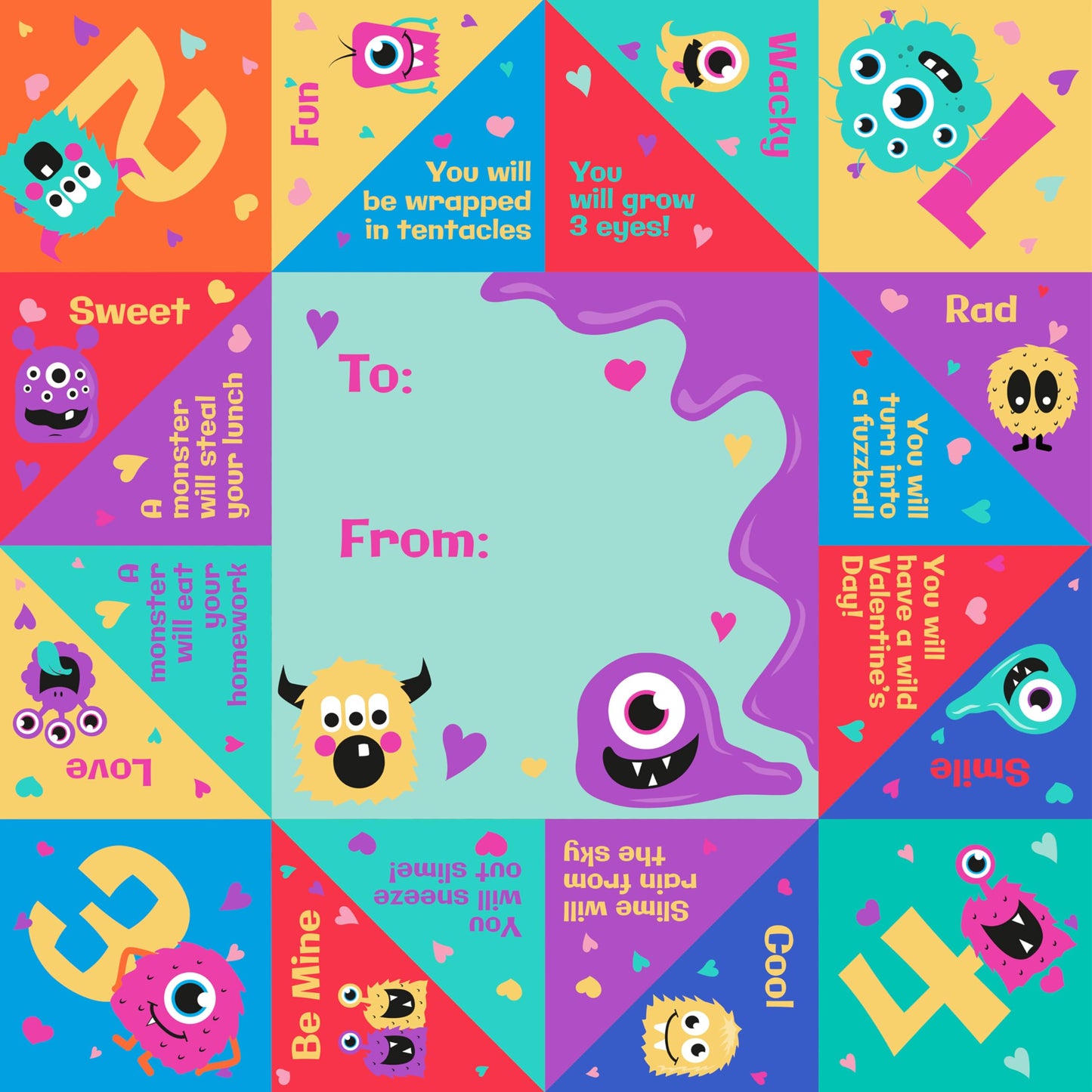 Kangaroo 28 Pack Cootie Catcher Valentines Cards – Classroom Valentines & Party Favors