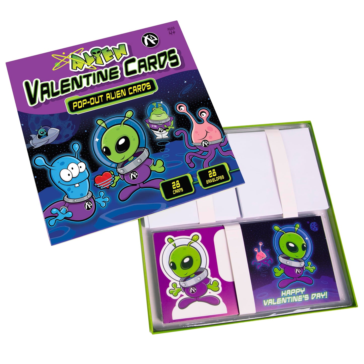 Kangaroo 28-Pack Alien Pop Out Valentines Day Cards for Kids – Envelopes & Stickers Included