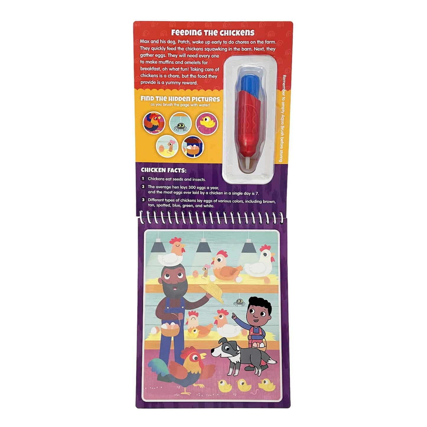 KangaToys Fun on The Farm Aqua Brush Activity Book – Mess-Free Water Coloring